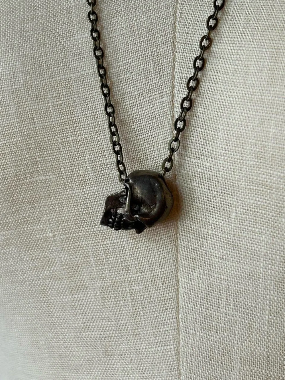 Antique Vintage Skull Pendant Necklace